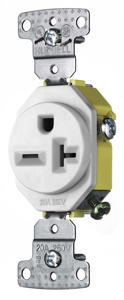 Hubbell Wiring Straight Blade Single Receptacles 20 A 250 V 2P3W 5-20R Residential tradeSELECT® Dry Location White
