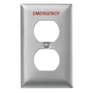 Hubbell Wiring Standard Duplex Wallplates 1 Gang Metallic Stainless Steel 302/304 Emergency Device