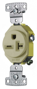 Hubbell Wiring Straight Blade Single Receptacles 20 A 250 V 2P3W 5-20R Residential tradeSELECT® Dry Location Ivory