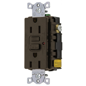 Hubbell Wiring Circuit Guard® GF15 Series Duplex GFCIs 15 A 5-15R Brown