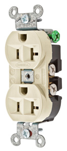 Hubbell Wiring Straight Blade Duplex Receptacles 20 A 125 V 2P3W 5-20R Commercial/Industrial Hubbell-Pro™ Dry Location Almond