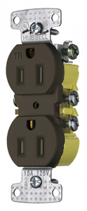 Hubbell Wiring Straight Blade Duplex Receptacles 15 A 125 V 2P3W 5-15R Residential tradeSELECT® Tamper-resistant Brown