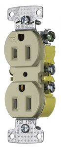 Hubbell Wiring Straight Blade Duplex Receptacles 15 A 125 V 2P3W 5-15R Residential tradeSELECT® Tamper-resistant Ivory