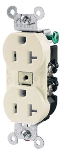 Hubbell Wiring Straight Blade Duplex Receptacles 20 A 125 V 2P3W 5-20R Commercial/Industrial Hubbell-Pro™ Dry Location Light Almond