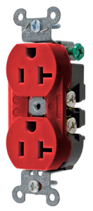 Hubbell Wiring Straight Blade Duplex Receptacles 20 A 125 V 2P3W 5-20R Commercial/Industrial Hubbell-Pro™ Dry Location Red