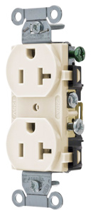 Hubbell Wiring Straight Blade Duplex Receptacles 20 A 125 V 2P3W 5-20R Commercial CR Dry Location Light Almond