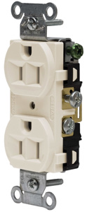 Hubbell Wiring Straight Blade Duplex Receptacles 15 A 125 V 2P3W 5-15R Commercial CRF Dry Location Light Almond