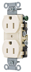 Hubbell Wiring Straight Blade Duplex Receptacles 15 A 125 V 2P3W 5-15R Commercial CR Dry Location Light Almond