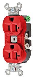 Hubbell Wiring Straight Blade Duplex Receptacles 20 A 125 V 2P3W 5-20R Commercial/Industrial Hubbell-Pro™ Dry Location Red