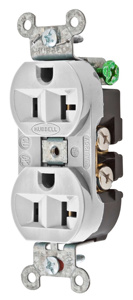 Hubbell Wiring Straight Blade Duplex Receptacles 20 A 125 V 2P3W 5-20R Commercial/Industrial Hubbell-Pro™ Dry Location Office White