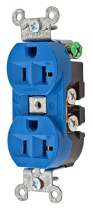 Hubbell Wiring Straight Blade Duplex Receptacles 20 A 125 V 2P3W 5-20R Commercial/Industrial Hubbell-Pro™ Dry Location Blue