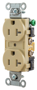 Hubbell Wiring Straight Blade Duplex Receptacles 20 A 125 V 2P3W 5-20R Commercial/Industrial BR Tamper-resistant Ivory