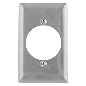 Hubbell Wiring Standard Round Hole Wallplates 1 Gang 2.16 in Metallic Stainless Steel 302/304 Device
