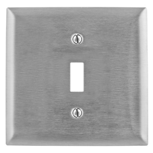 Hubbell Wiring Standard Toggle Wallplates 2 Gang Metallic Stainless Steel 302/304 Device