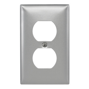 Hubbell Wiring Standard Duplex Wallplates 1 Gang Metallic Aluminum Device