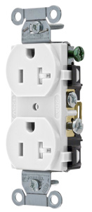 Hubbell Wiring Straight Blade Duplex Receptacles 20 A 125 V 2P3W 5-20R Commercial CR Tamper-resistant White