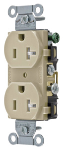 Hubbell Wiring Straight Blade Duplex Receptacles 20 A 125 V 2P3W 5-20R Commercial CR Tamper-resistant Ivory
