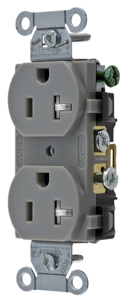 Hubbell Wiring Straight Blade Duplex Receptacles 20 A 125 V 2P3W 5-20R Commercial CR Tamper-resistant Gray