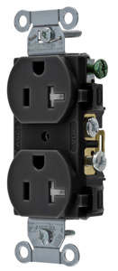 Hubbell Wiring Straight Blade Duplex Receptacles 20 A 125 V 2P3W 5-20R Commercial CR Tamper-resistant Black