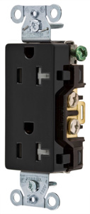 Hubbell Wiring Straight Blade Decorator Duplex Receptacles 20 A 125 V 2P3W 5-20R Commercial Style Line® Tamper-resistant Black