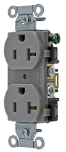 Hubbell Wiring Straight Blade Duplex Receptacles 20 A 125 V 2P3W 5-20R Commercial/Industrial BR Dry Location Gray
