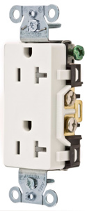 Hubbell Wiring Straight Blade Decorator Duplex Receptacles 20 A 125 V 2P3W 5-20R Commercial Style Line® Tamper-resistant White