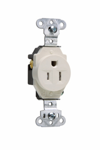 Pass & Seymour TR5251 Series Single Receptacles 15 A 125 V 2P3W 5-15R Commercial Tamper-resistant Light Almond