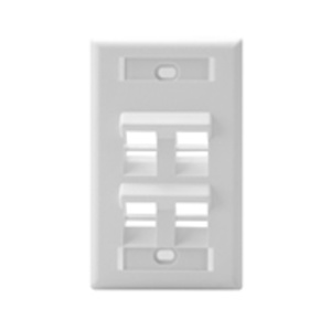 Leviton Standard Angled Multimedia Faceplates 1 Gang 4 Port White High-Impact Plastic Box