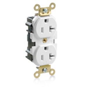 Leviton M5362 Series Duplex Receptacles 20 A 125 V 2P3W 5-20R Extra Heavy-Duty Industrial Specification Grade White