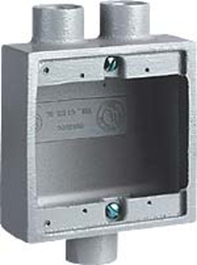 Hubbell-Killark Electric FSD Series Device Boxes Iron 2 Hub 3/4 in