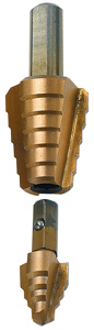 Dottie Replaceable Step Drill Tip Bits 9/16 - 7/8 in High Speed Steel (HSS) - M2 Quick-change Hex Shank 1/4 in