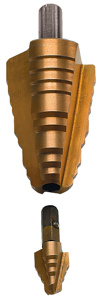Dottie Replaceable Step Drill Tip Bits 5/8 -1-3/8 in High Speed Steel (HSS) - M2 Quick-change Hex Shank 1/4 in