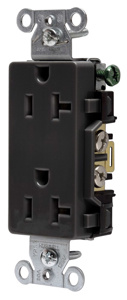 Hubbell Wiring Straight Blade Decorator Duplex Receptacles 20 A 125 V 2P3W 5-20R Commercial Style Line® Dry Location Black