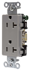 Hubbell Wiring Straight Blade Decorator Duplex Receptacles 20 A 125 V 2P3W 5-20R Commercial Style Line® Dry Location Gray