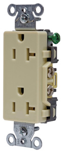 Hubbell Wiring Straight Blade Decorator Duplex Receptacles 20 A 125 V 2P3W 5-20R Commercial Style Line® Dry Location Ivory