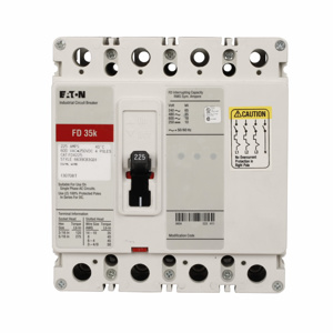 Eaton Cutler-Hammer FD Series C Molded Case Industrial Circuit Breakers 35 A 480/600 VAC, 250 VDC 18 kAIC 4 Pole 3 Phase