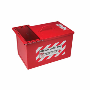 Brady Combined Lock Storage/Group Lockout Boxes Red Group Lock Box Lock Out for Safety Before You Start Steel (Heavy Duty)