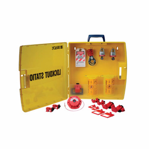 Brady Padlock Stations Yellow Steel 14 Gauge with Red Plastic Coating Lockout Station