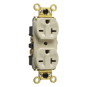 Pass & Seymour WR5862 Series Duplex Receptacles 20 A 250 V 2P3W 5-20R Commercial Weather-resistant Ivory