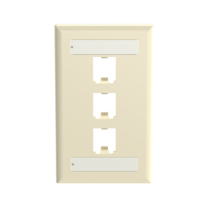 Panduit Standard Multimedia Faceplates 1 Gang 3 Port Electric Ivory ABS Plastic Box