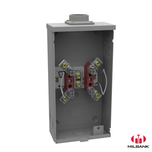 Milbank No Bypass Ringless Meter Sockets 200 A 600 VAC OH 4 Jaw 1 Position 1 Phase Triplex Ground 2 in Hub