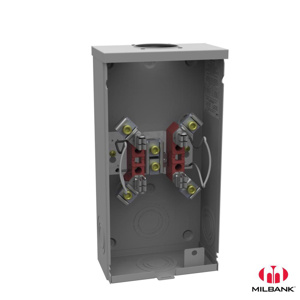 Milbank No Bypass Ringless Meter Sockets 200 A 600 VAC OH 4 Jaw 1 Position 1 Phase Triplex Ground Small Hub
