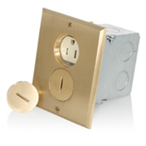 Leviton 25249-TF Series Duplex Receptacle Floor Box Assemblies 15 A 125 V 2P3W 5-15R Commercial Tamper-resistant Ivory