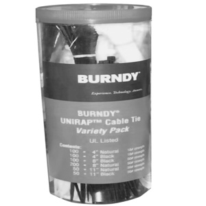 Burndy UNIRAP CT Series Assorted Package Locking Cable Ties Nylon 6, 6