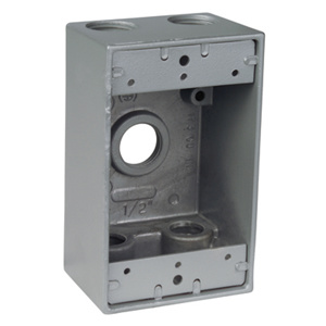 ABB Thomas & Betts Weatherproof Outlet Boxes 1 Gang 2 in Metallic 1/2 in 5 Hub
