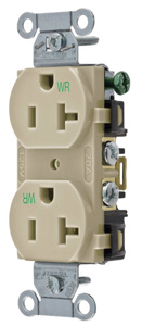 Hubbell Wiring Straight Blade Duplex Receptacles 20 A 125 V 2P3W 5-20R Commercial/Industrial BR Weather-resistant Ivory