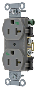 Hubbell Wiring Straight Blade Duplex Receptacles 20 A 125 V 2P3W 5-20R Commercial/Industrial BR Weather-resistant Gray