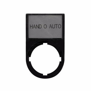 Eaton Cutler-Hammer M22S Series Legend Plates 22.5 mm HAND O AUTO Black Black