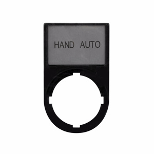 Eaton Cutler-Hammer M22S Series Legend Plates 22.5 mm HAND AUTO Black Black