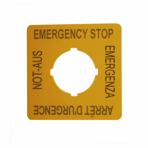 Eaton Cutler-Hammer M22-X Series Legend Plates 22.5 mm EMERGENCY-STOP (four-language) Yellow Black